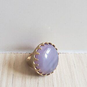 Sheila Fajl Ring Womens 8 Purple Dome Statement Boho Gold Tone